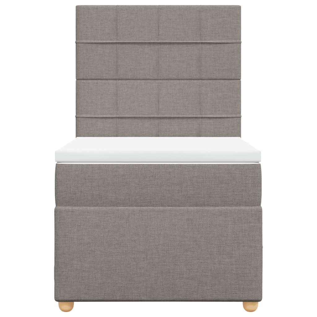 Lit sommier tapissier avec matelas tissu taupe 90x200 cm