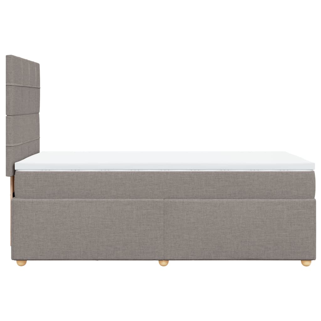 Lit sommier tapissier avec matelas tissu taupe 90x200 cm