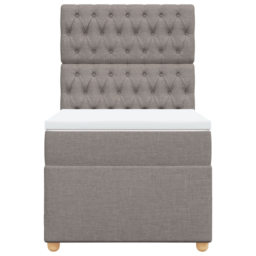 Lit sommier tapissier avec matelas tissu taupe 90x200 cm