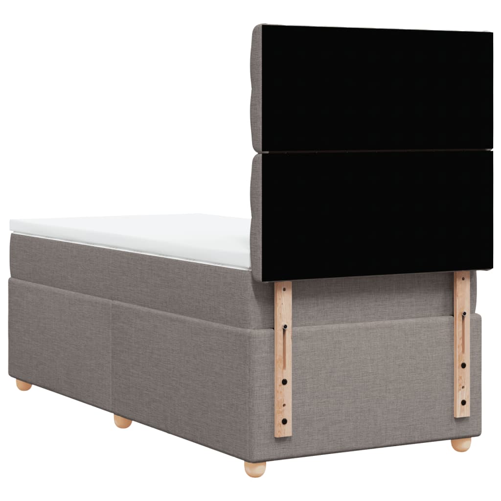 Lit sommier tapissier avec matelas tissu taupe 90x200 cm