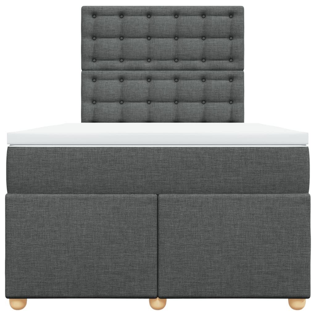 Lit sommier tapissier avec matelas tissu gris foncé 120x200 cm