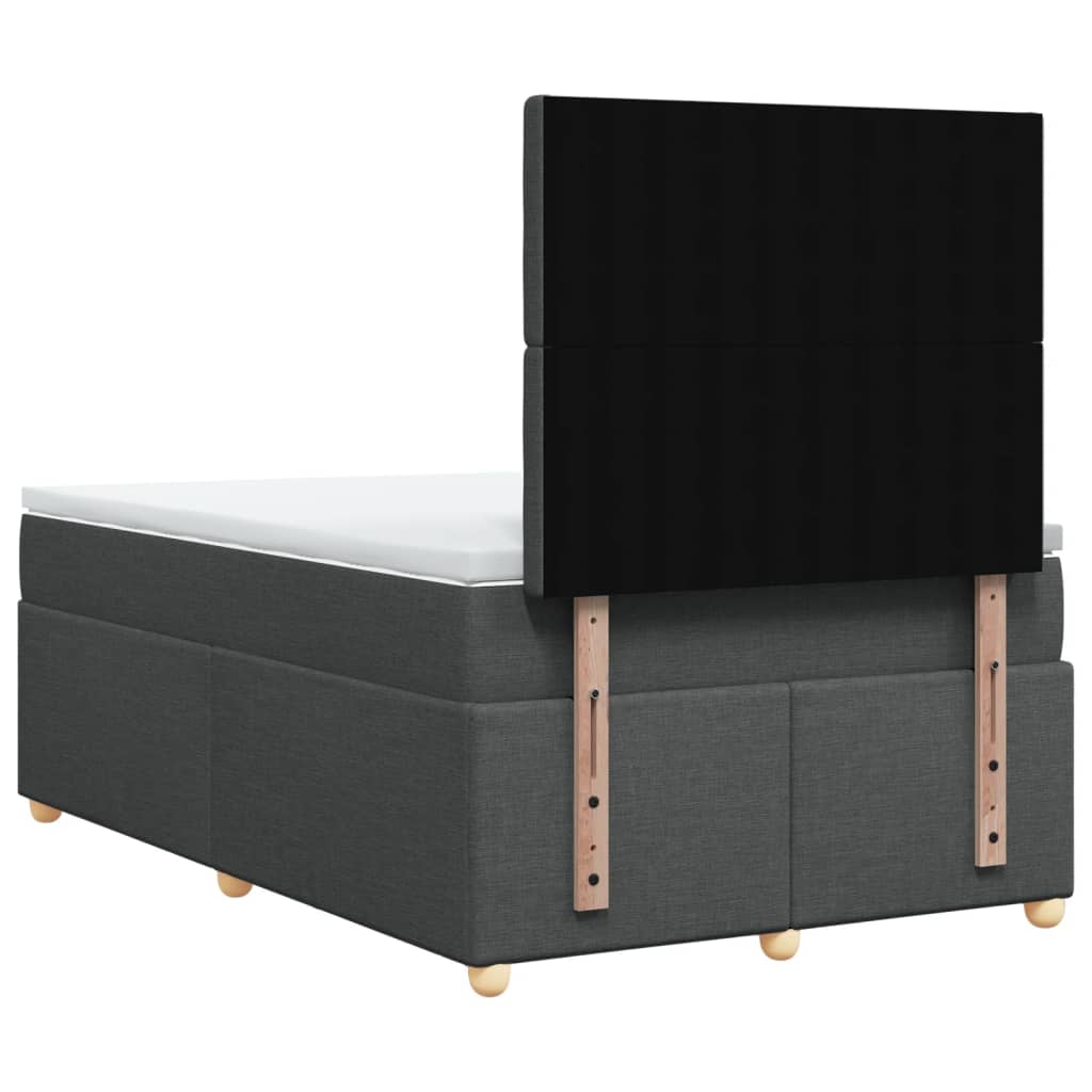 Lit sommier tapissier avec matelas tissu gris foncé 120x200 cm