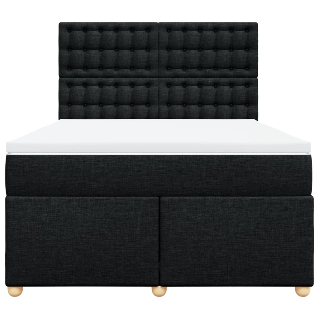 Boxspringbett mit Matratze Schwarz 140x190 cm Stoff