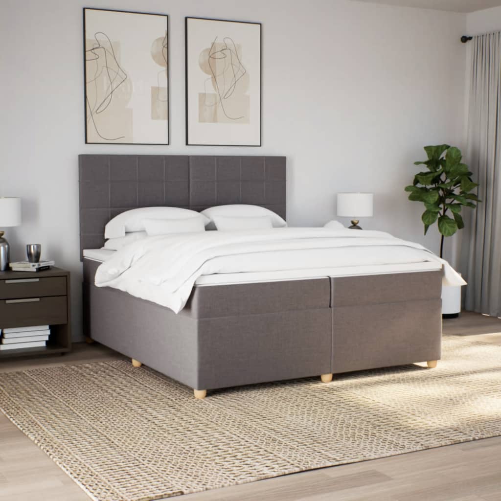 Box spring bed with mattress taupe 200x200 cm fabric