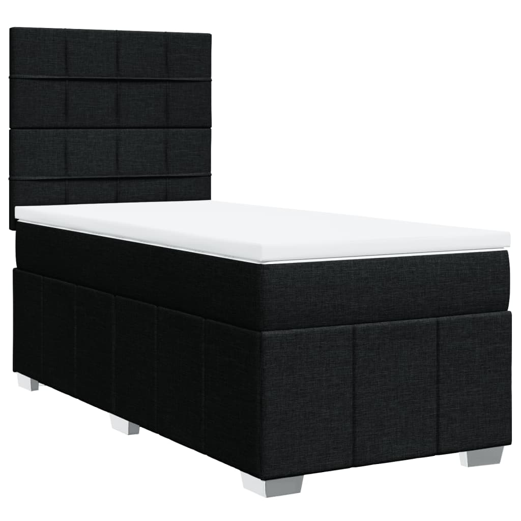 Box spring bed with mattress black 80x200 cm fabric