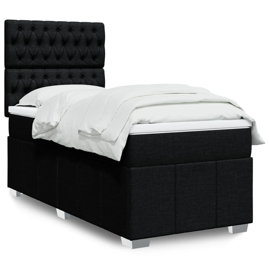 Box spring bed with mattress black 80x200 cm fabric
