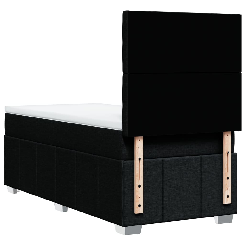 Box spring bed with mattress black 80x200 cm fabric