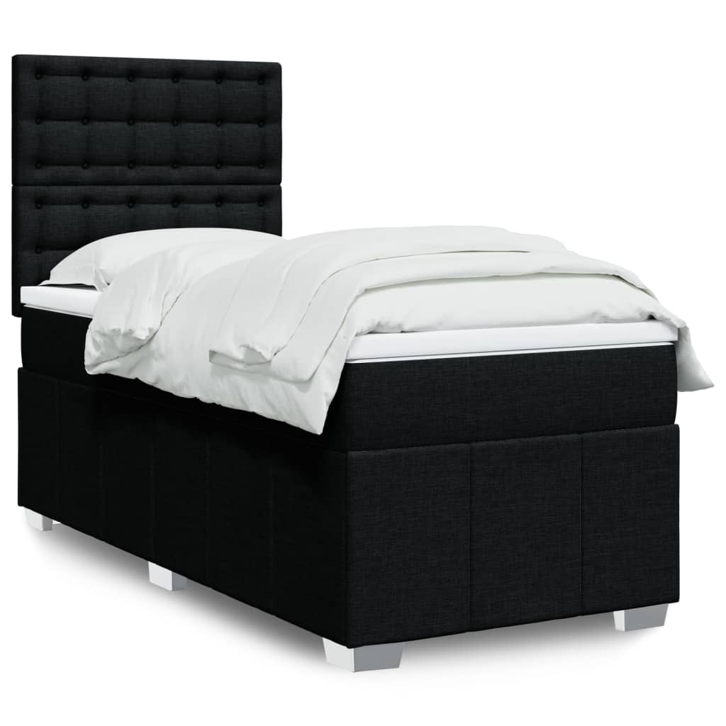 Box spring bed with mattress black 80x200 cm fabric