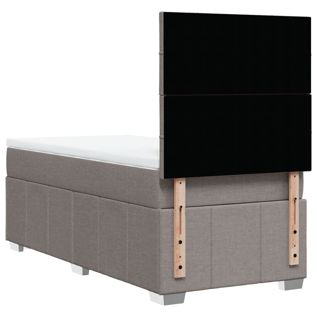 Box spring bed with mattress taupe 90x200 cm fabric
