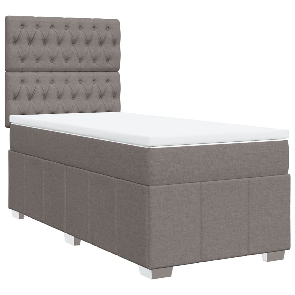 Box spring bed with mattress taupe 90x200 cm fabric