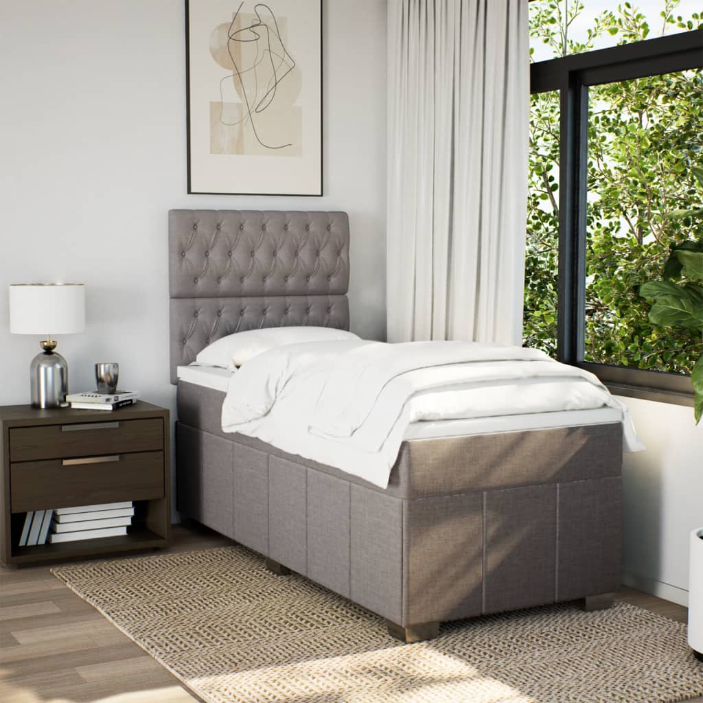 Box spring bed with mattress taupe 90x200 cm fabric