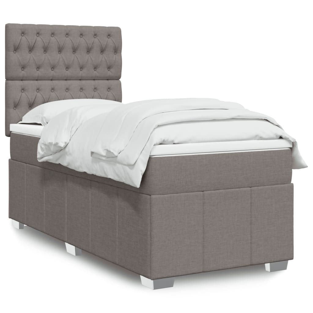Box spring bed with mattress taupe 90x200 cm fabric