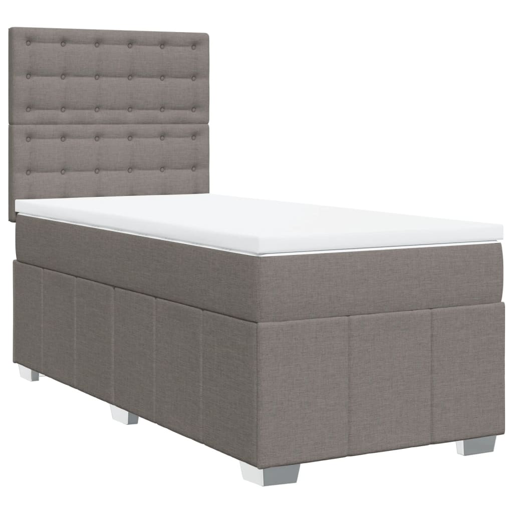 Box spring bed with mattress taupe 90x200 cm fabric