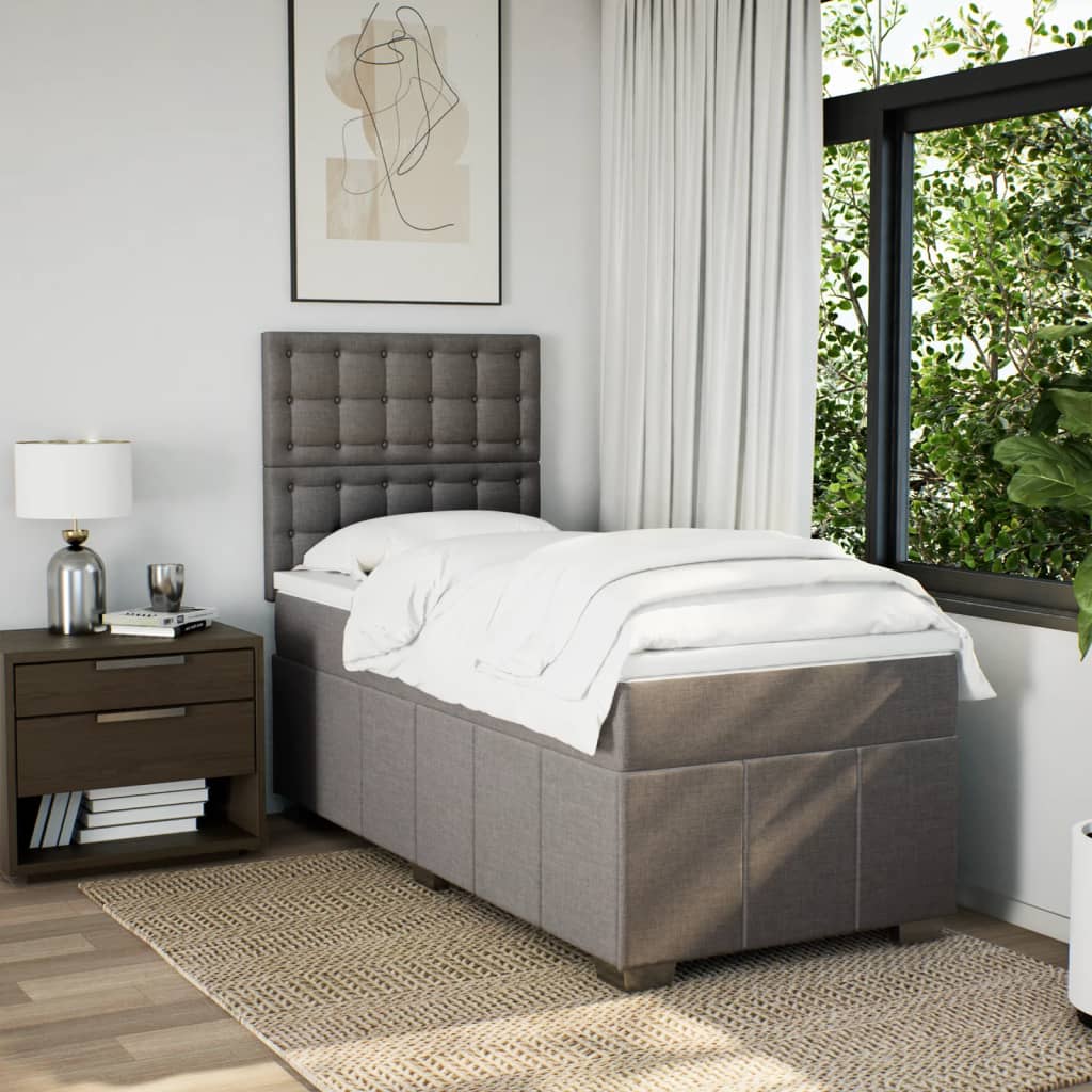 Box spring bed with mattress taupe 90x200 cm fabric