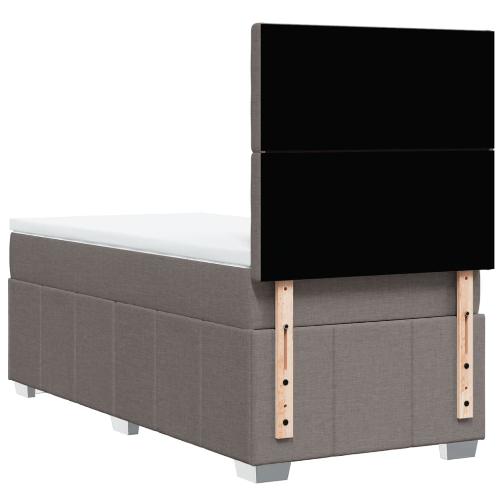 Box spring bed with mattress taupe 90x200 cm fabric