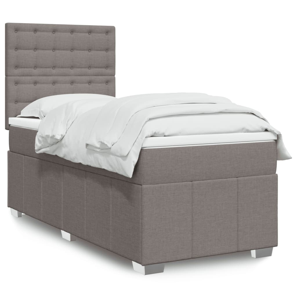Box spring bed with mattress taupe 90x200 cm fabric