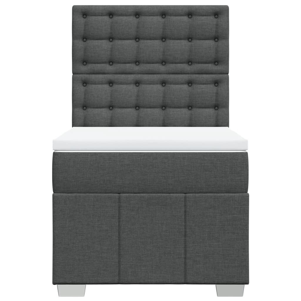 Lit sommier tapissier avec matelas tissu gris foncé 100x200 cm