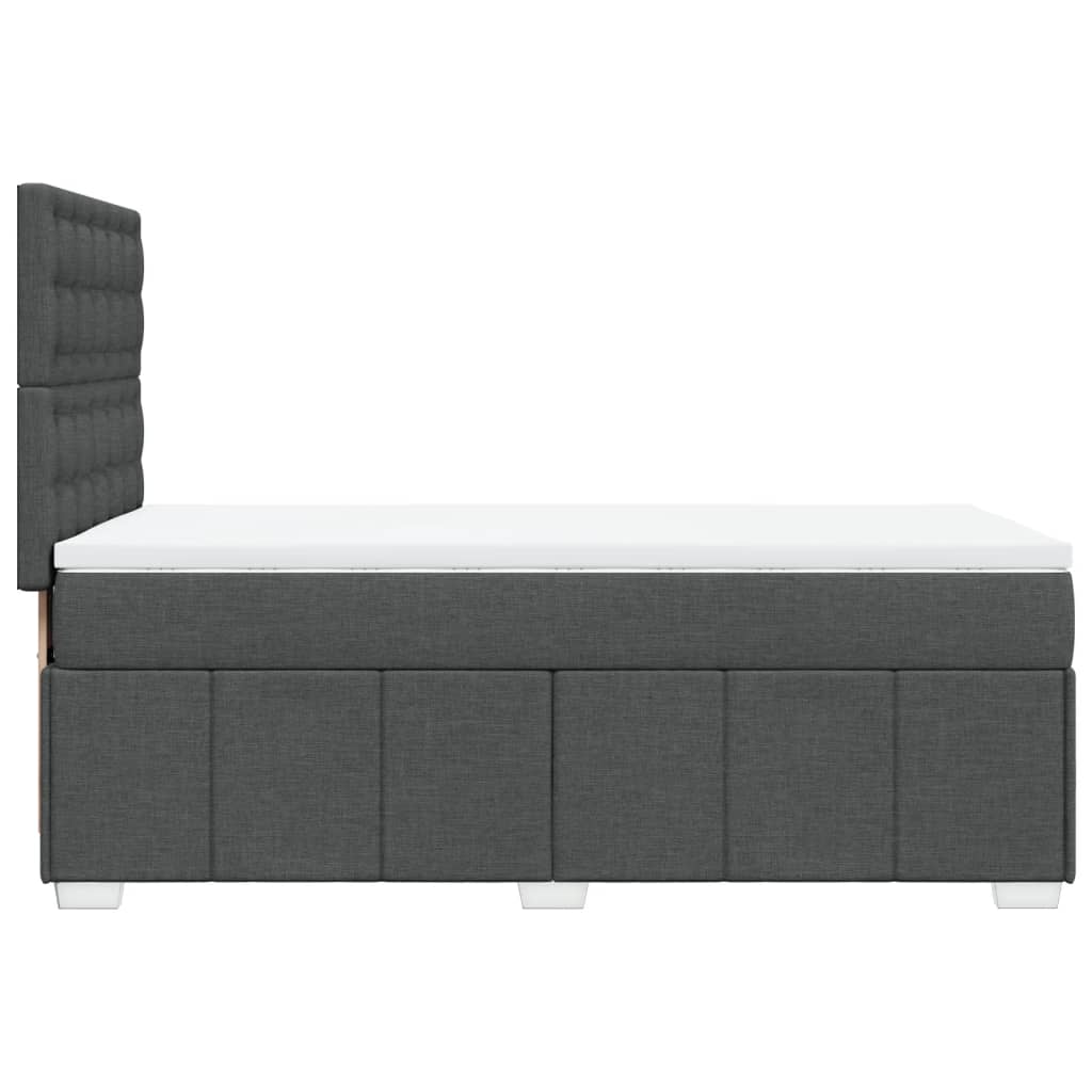 Lit sommier tapissier avec matelas tissu gris foncé 100x200 cm