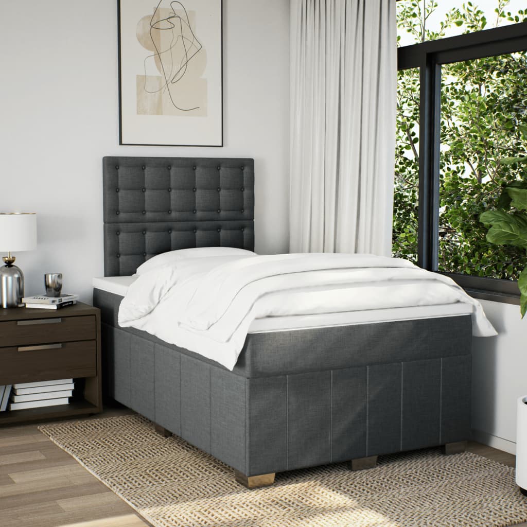 Boxspringbett mit Matratze Dunkelgrau 120x200 cm Stoff