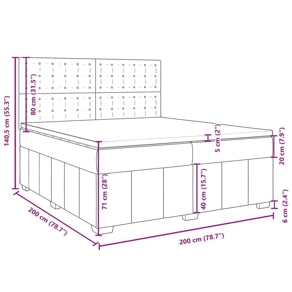 Boxspringbett mit Matratze Schwarz 200x200 cm Stoff