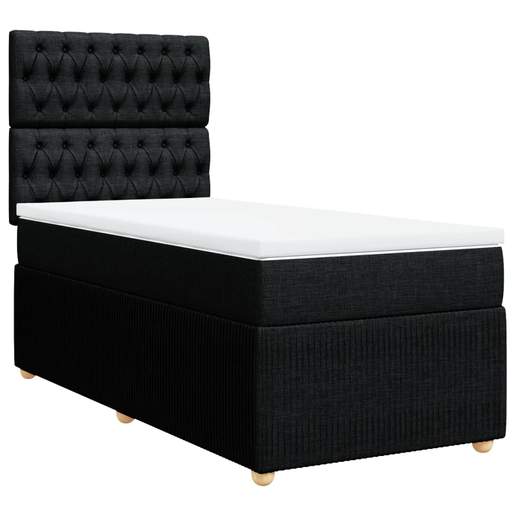 Box spring bed with mattress black 80x200 cm fabric