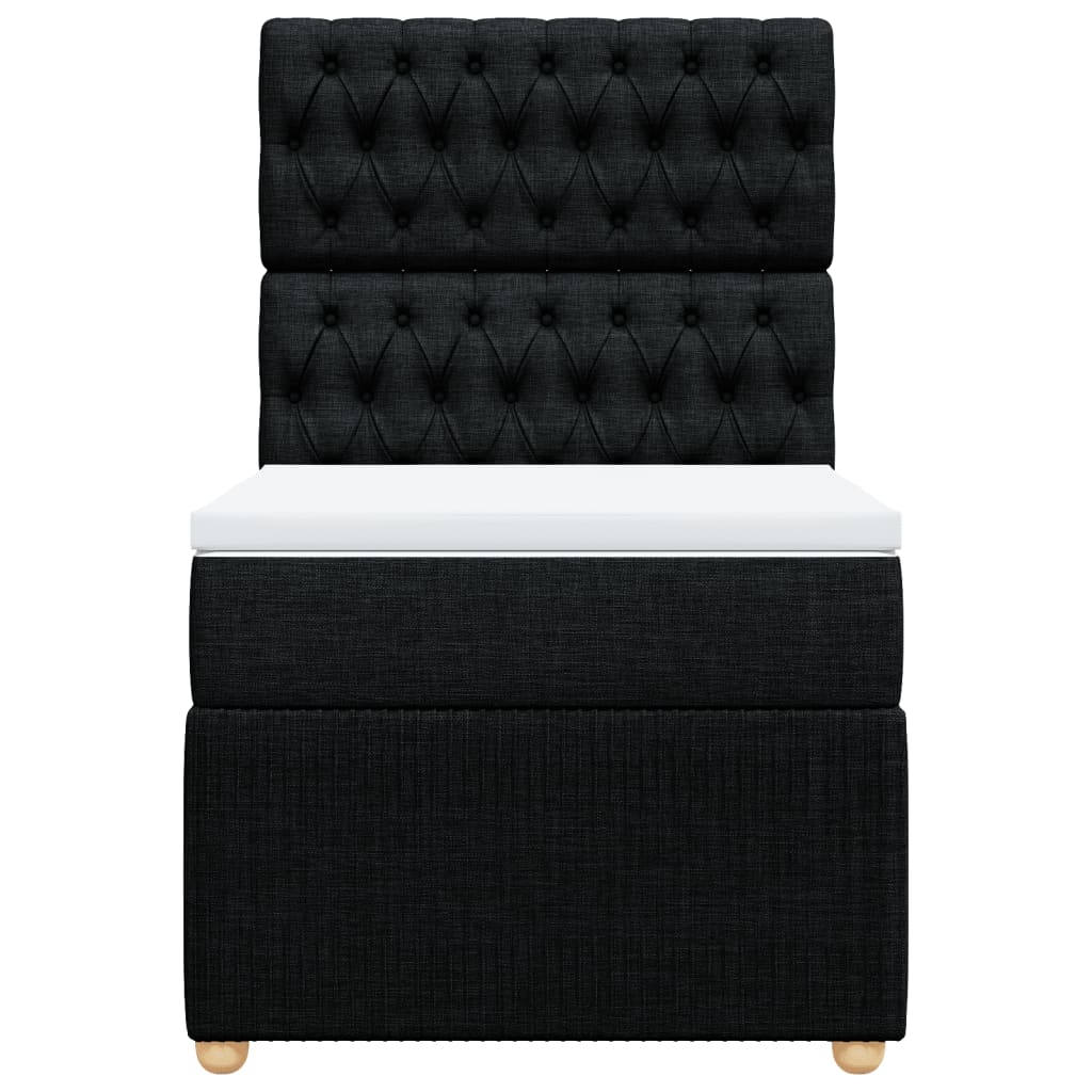 Box spring bed with mattress black 80x200 cm fabric