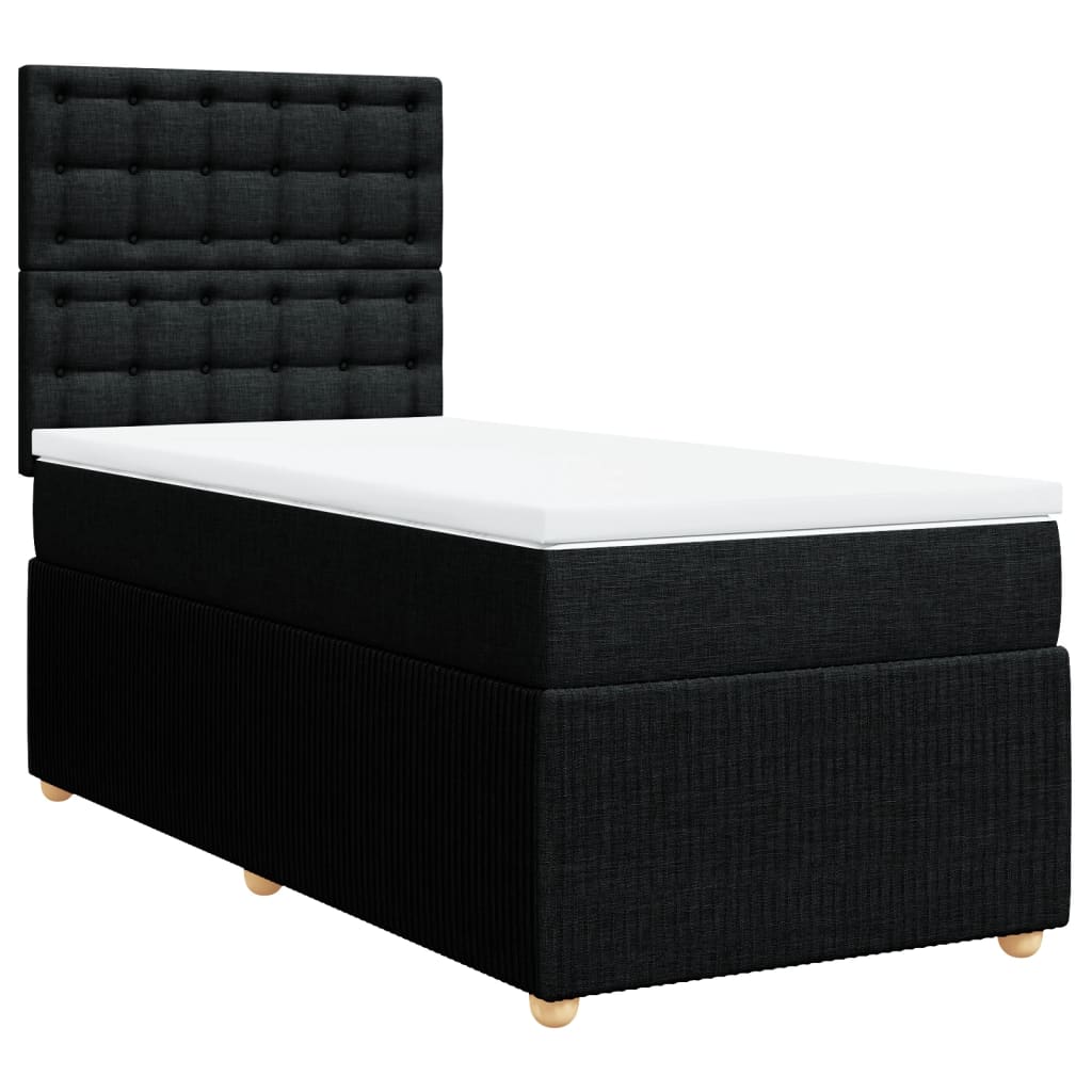 Box spring bed with mattress black 80x200 cm fabric