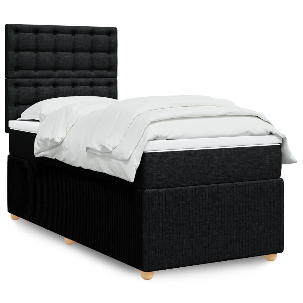 Box spring bed with mattress black 80x200 cm fabric