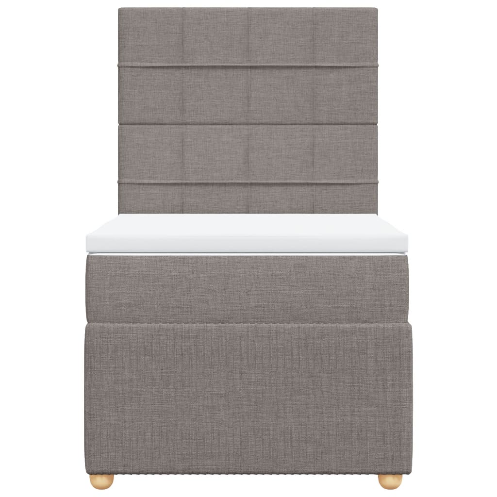 Lit sommier tapissier avec matelas tissu taupe 90x200 cm