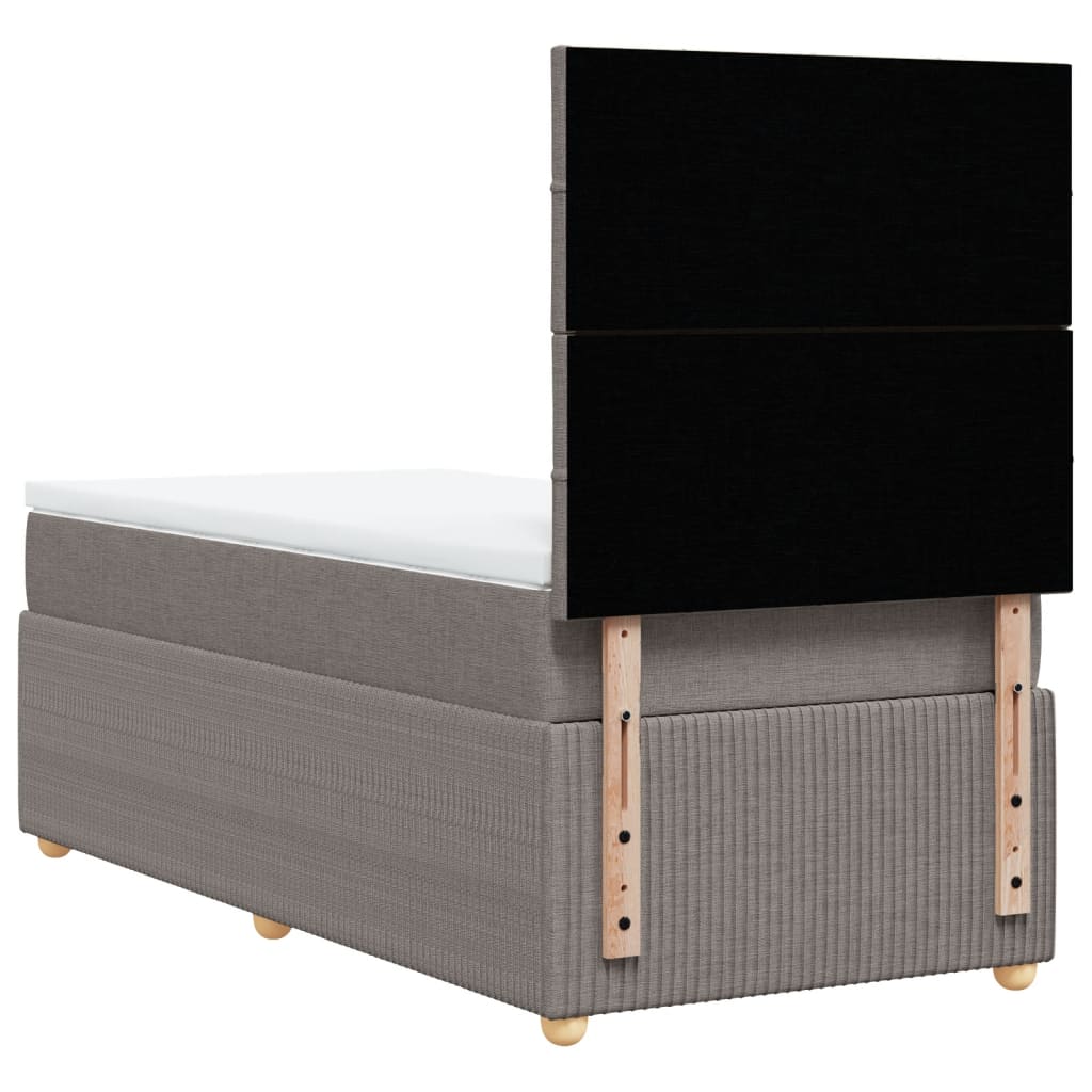 Lit sommier tapissier avec matelas tissu taupe 90x200 cm