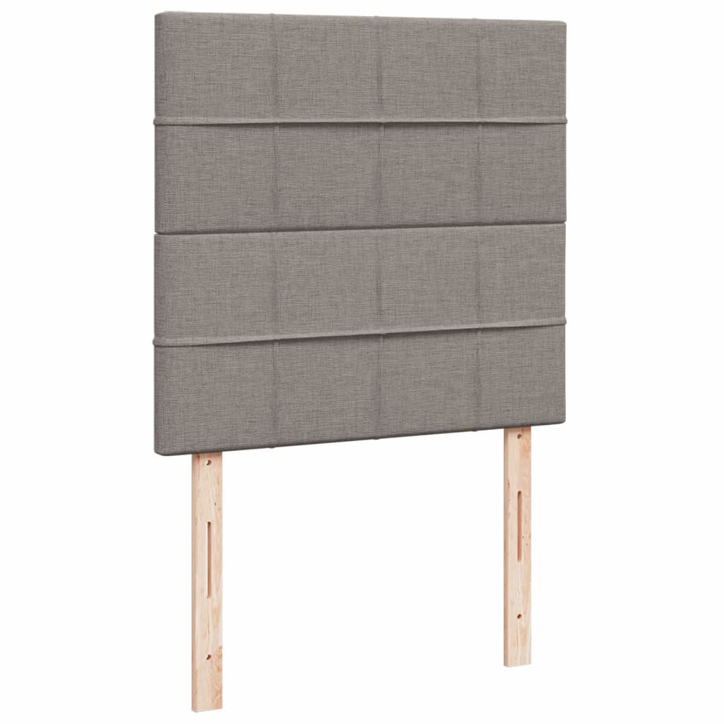 Lit sommier tapissier avec matelas tissu taupe 90x200 cm