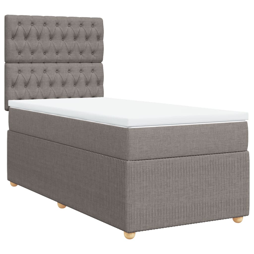 Box spring bed with mattress taupe 90x200 cm fabric