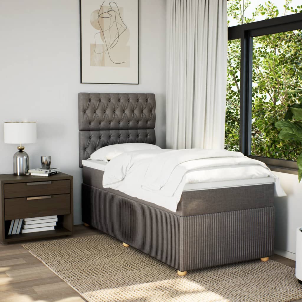 Box spring bed with mattress taupe 90x200 cm fabric