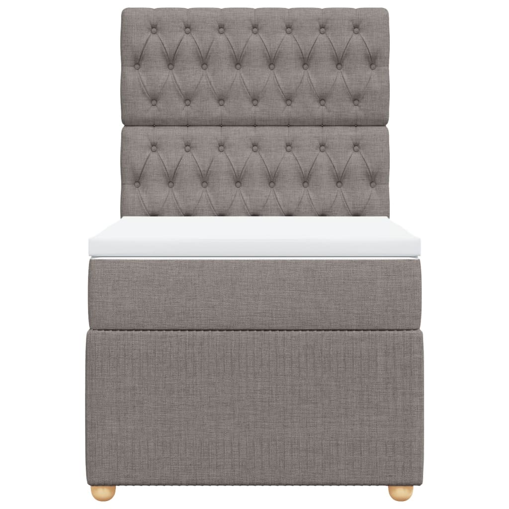 Box spring bed with mattress taupe 90x200 cm fabric