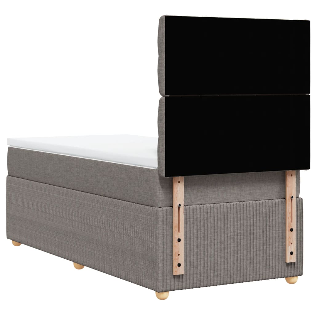 Box spring bed with mattress taupe 90x200 cm fabric
