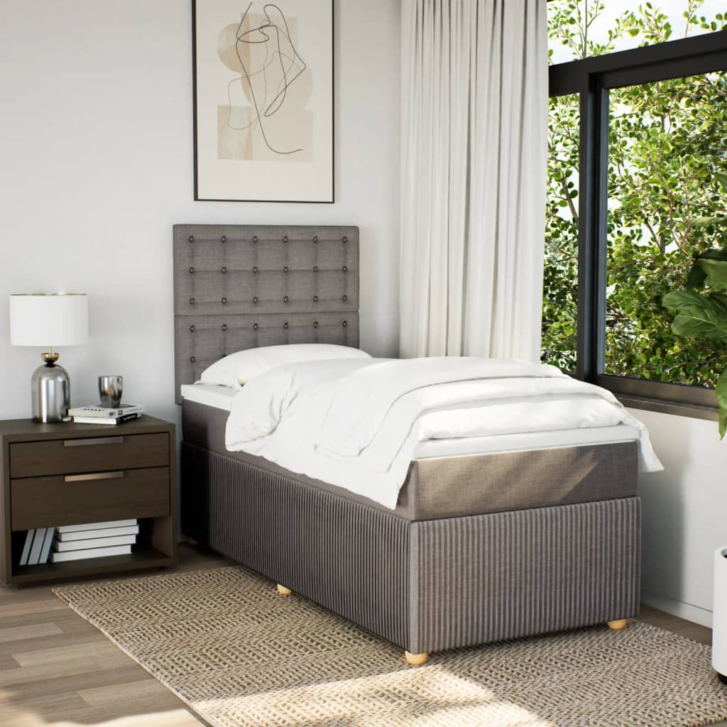 Box spring bed with mattress taupe 90x200 cm fabric
