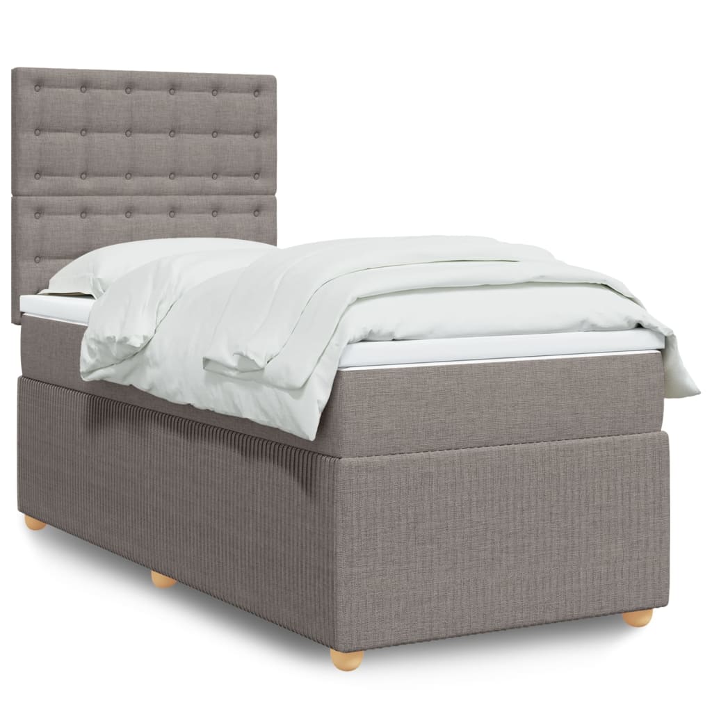 Box spring bed with mattress taupe 90x200 cm fabric