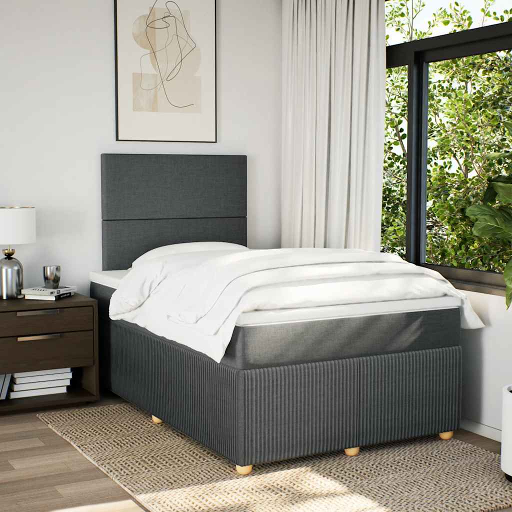 Boxspringbett mit Matratze Dunkelgrau 120x190 cm Stoff