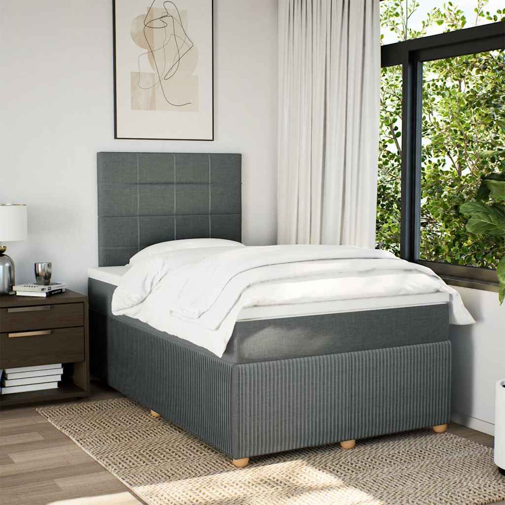 Boxspringbett mit Matratze Dunkelgrau 120x190 cm Stoff