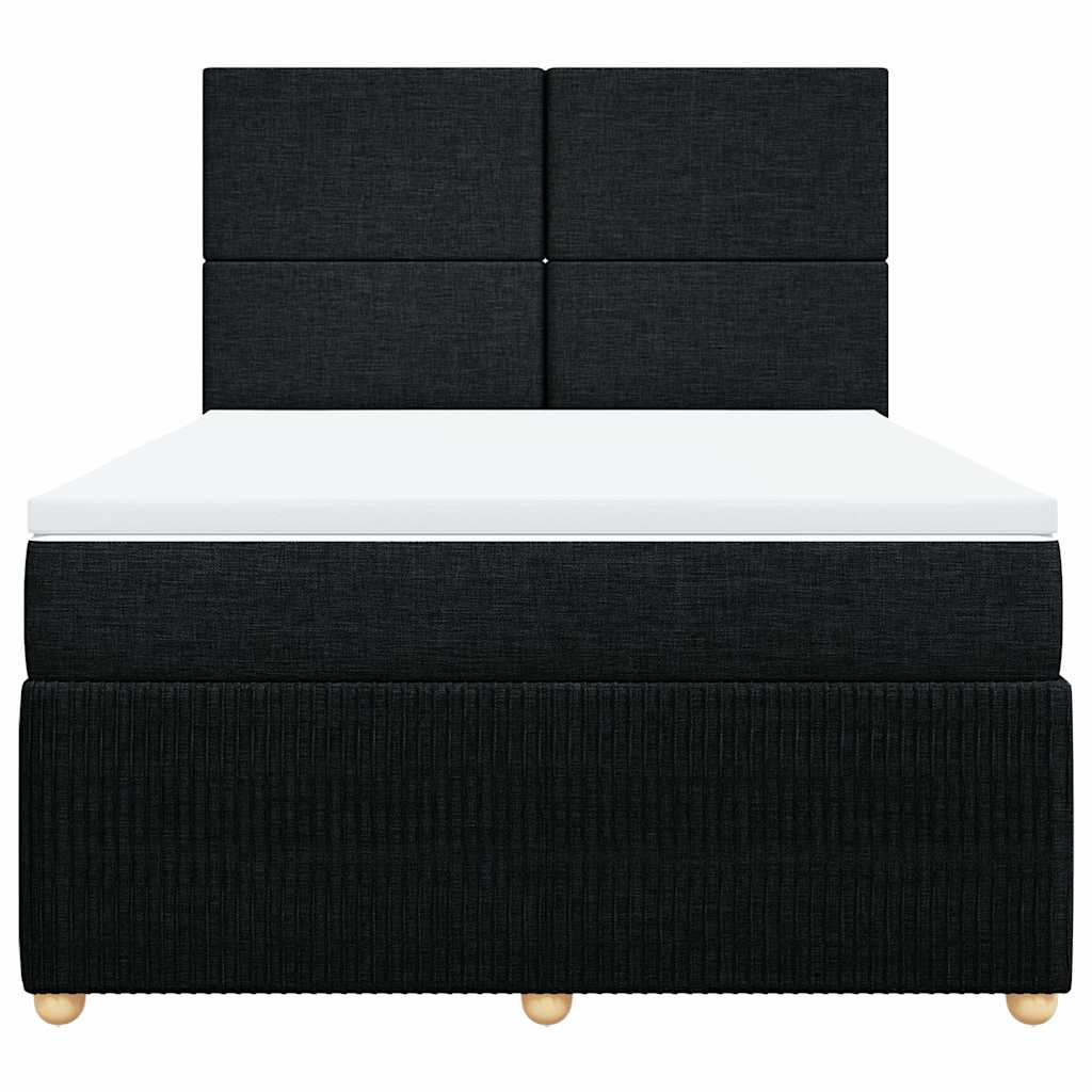 Box spring bed with mattress black 160x200 cm fabric