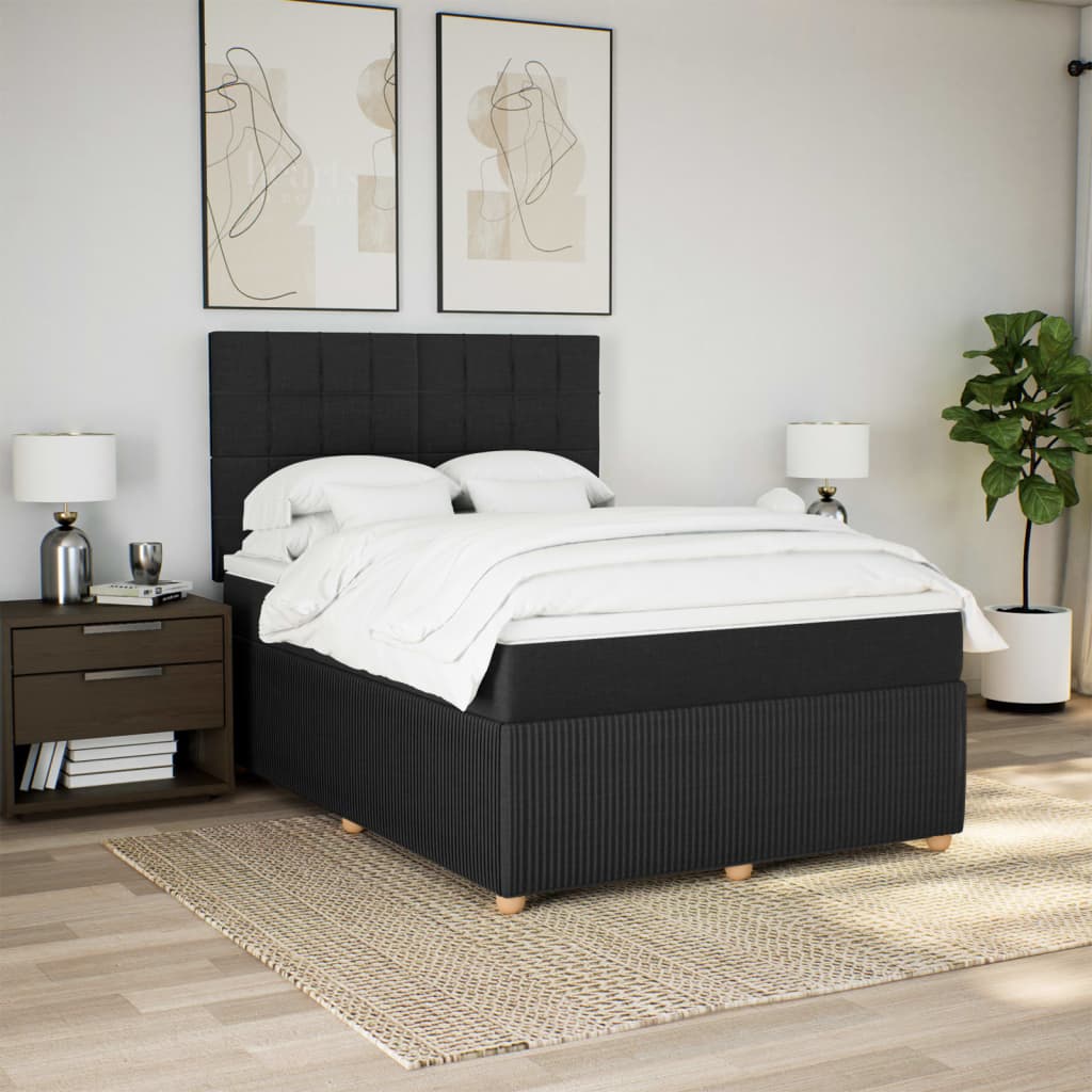 Box spring bed with mattress black 160x200 cm fabric