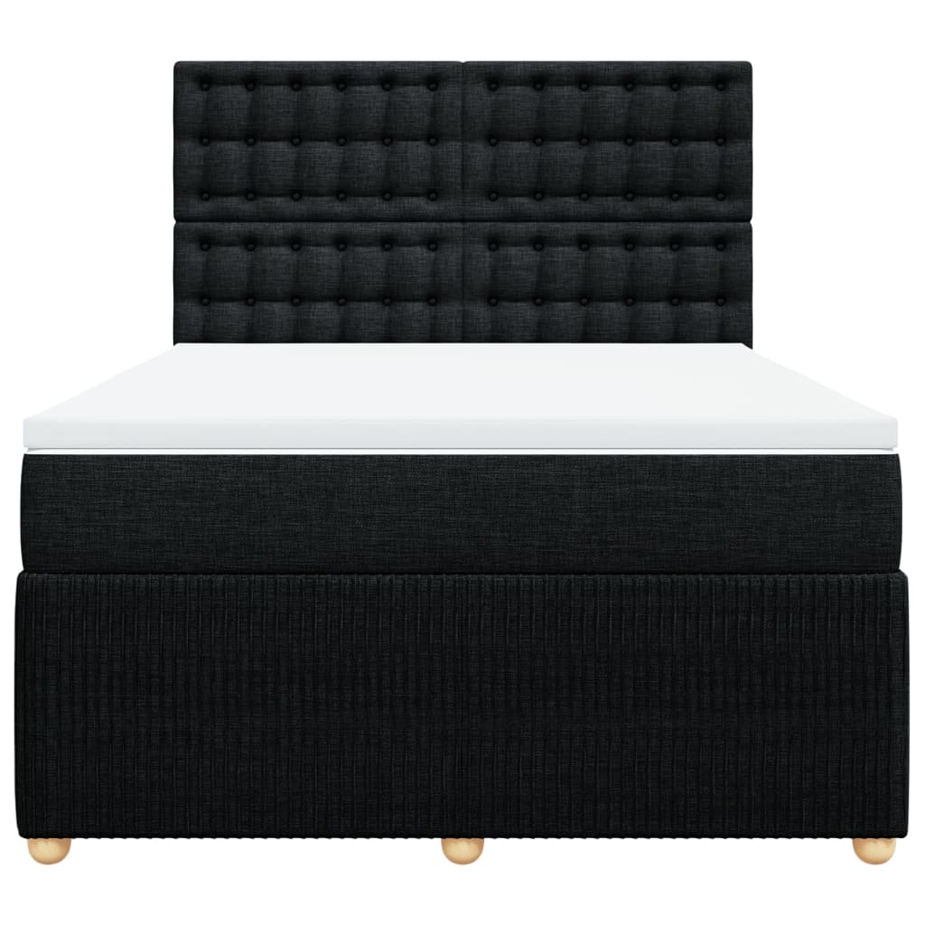 Box spring bed with mattress black 160x200 cm fabric