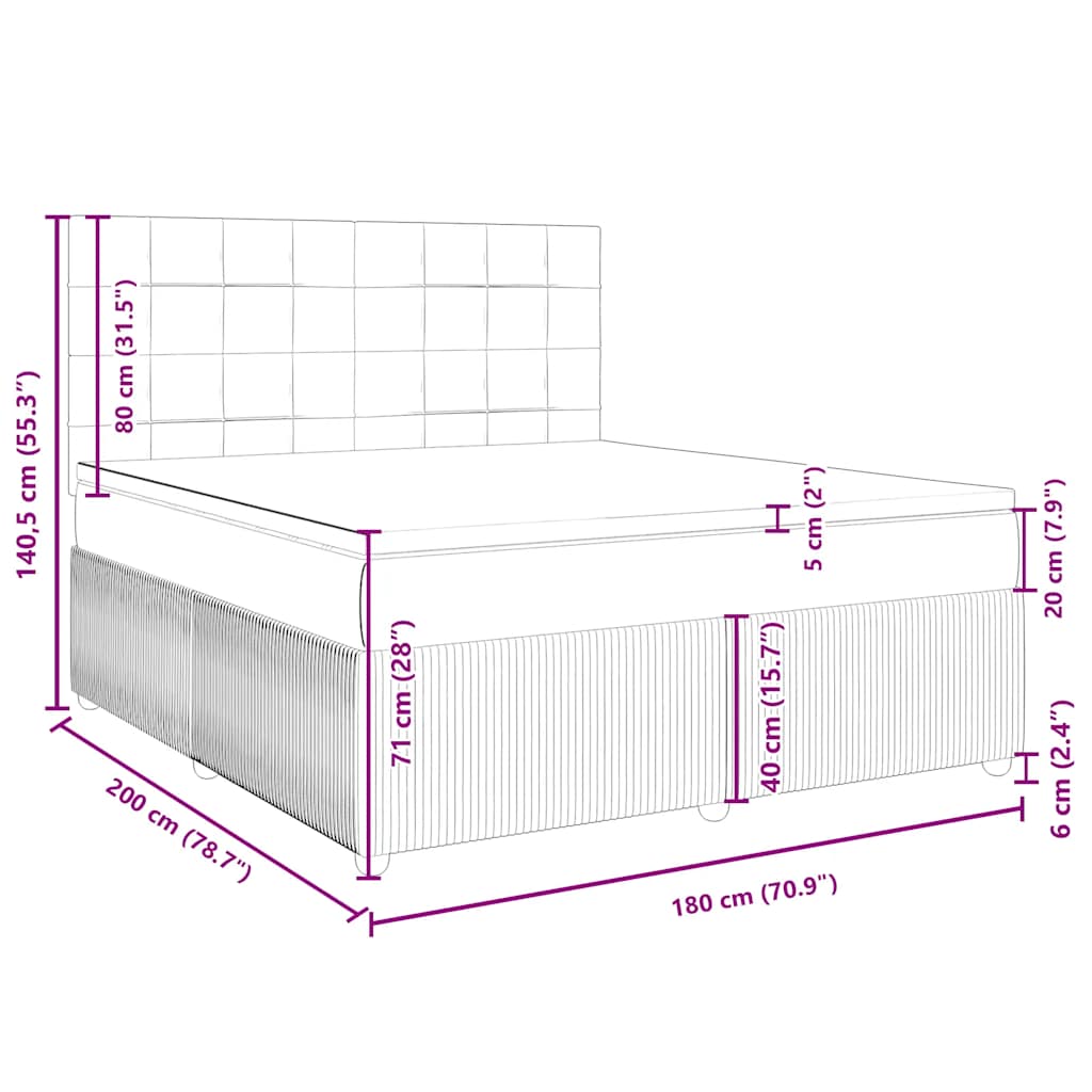 Boxspringbett mit Matratze Taupe 180x200 cm Stoff