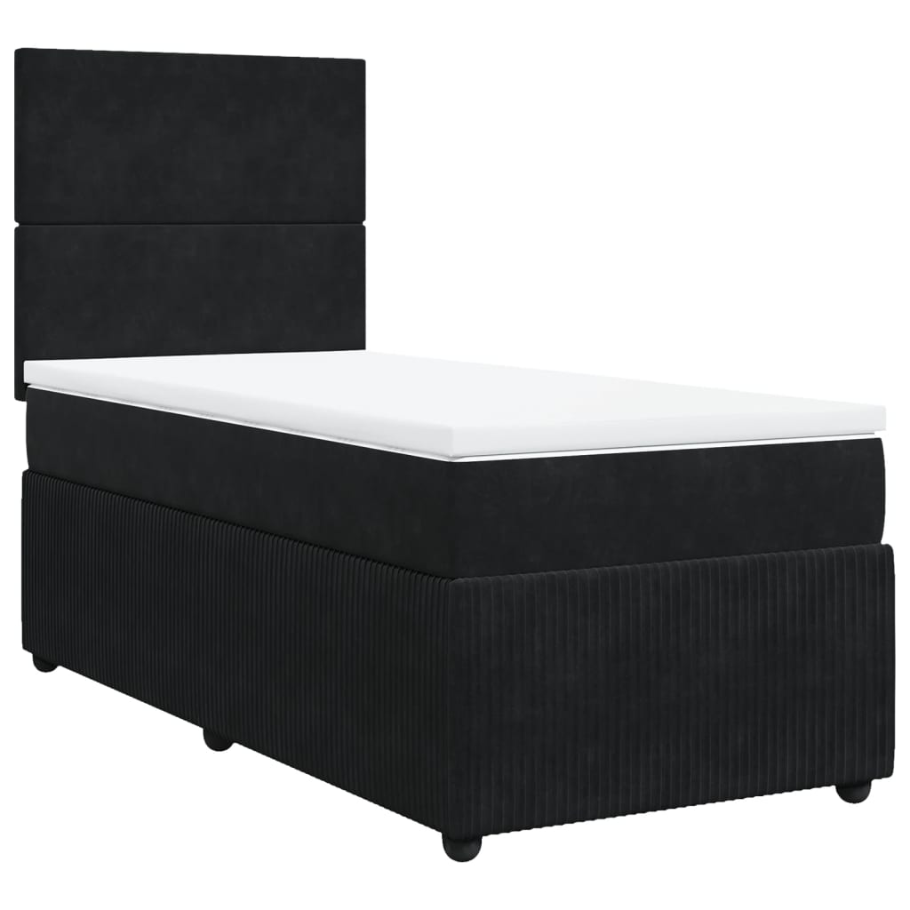 Box spring bed with mattress black 90x190 cm velvet