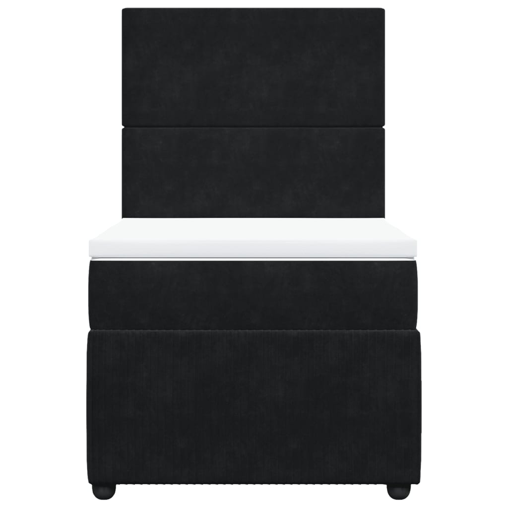Box spring bed with mattress black 90x190 cm velvet