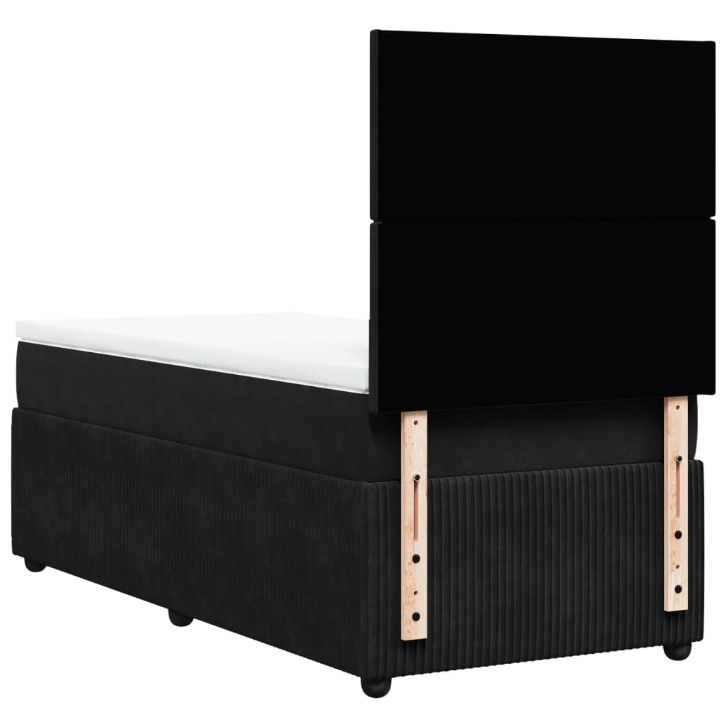Box spring bed with mattress black 90x190 cm velvet