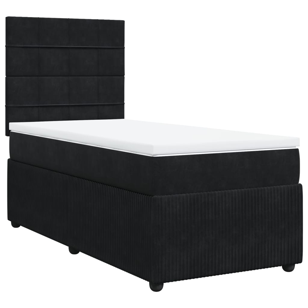 Box spring bed with mattress black 90x190 cm velvet