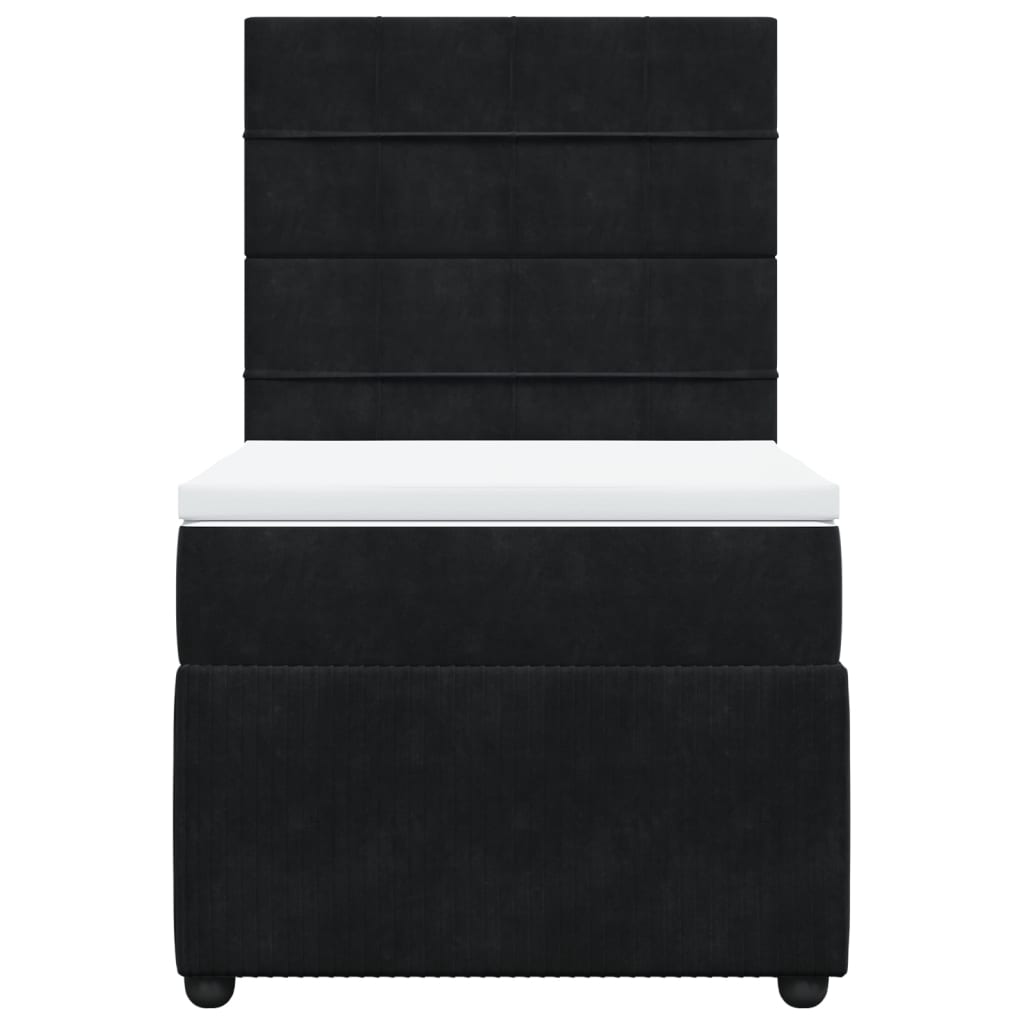 Box spring bed with mattress black 90x190 cm velvet