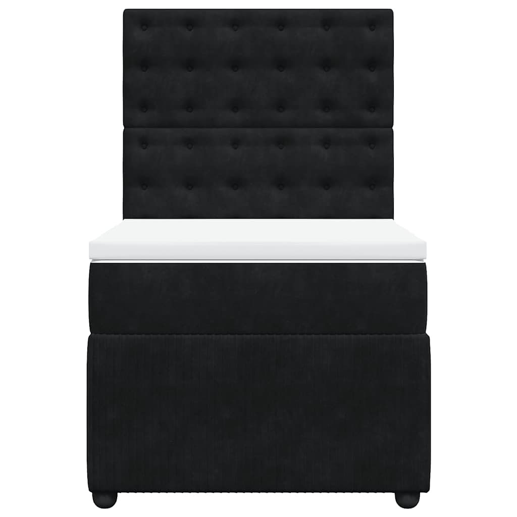 Boxspringbett mit Matratze Schwarz 90x200 cm Samt