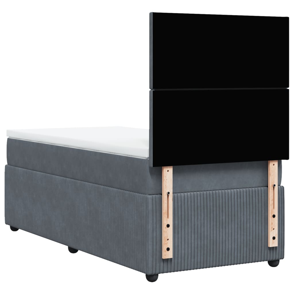 Sommier tapissier avec matelas gris foncé 100x200 cm velours